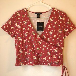 F21 Floral Wrap Crop Top